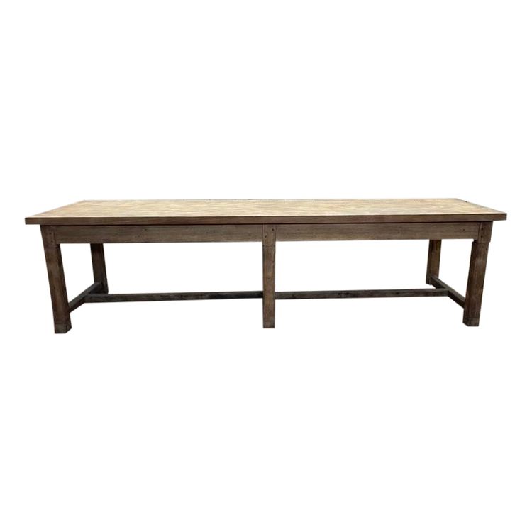Table de ferme ou de travail en chêne massif aerogommée.