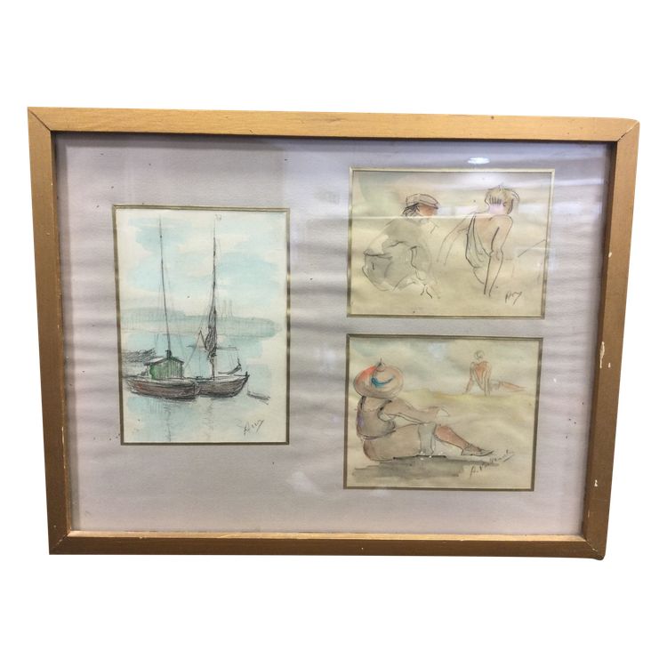 3 acquerelli di AUGUSTE VUILLEMOT