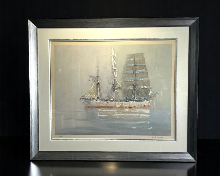 MARIN-MARIE 1901-1987 LARGE LITHOGRAPH "THREE MASTS ON A CALM SEA"