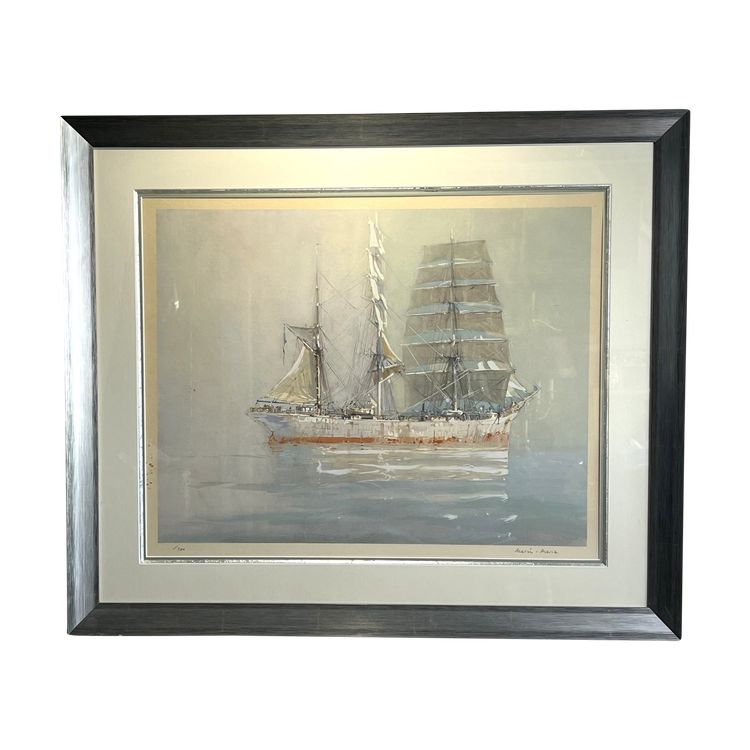 MARIN-MARIE 1901-1987 LARGE LITHOGRAPH "THREE MASTS ON A CALM SEA"