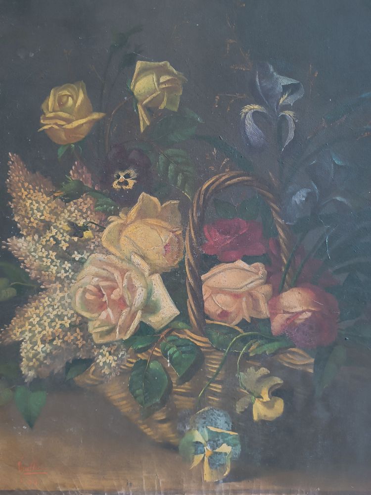 Pair of 19th century oil paintings Still life with flowers
