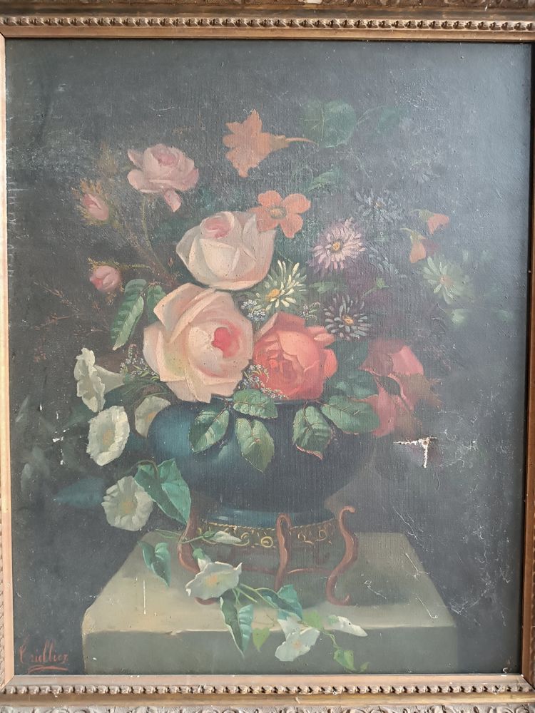 Pair of 19th century oil paintings Still life with flowers
