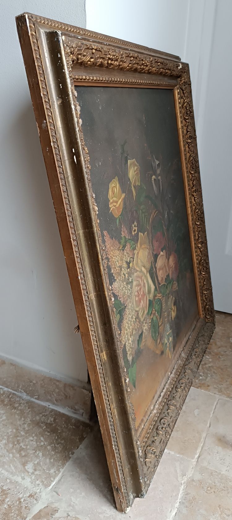 Pair of 19th century oil paintings Still life with flowers