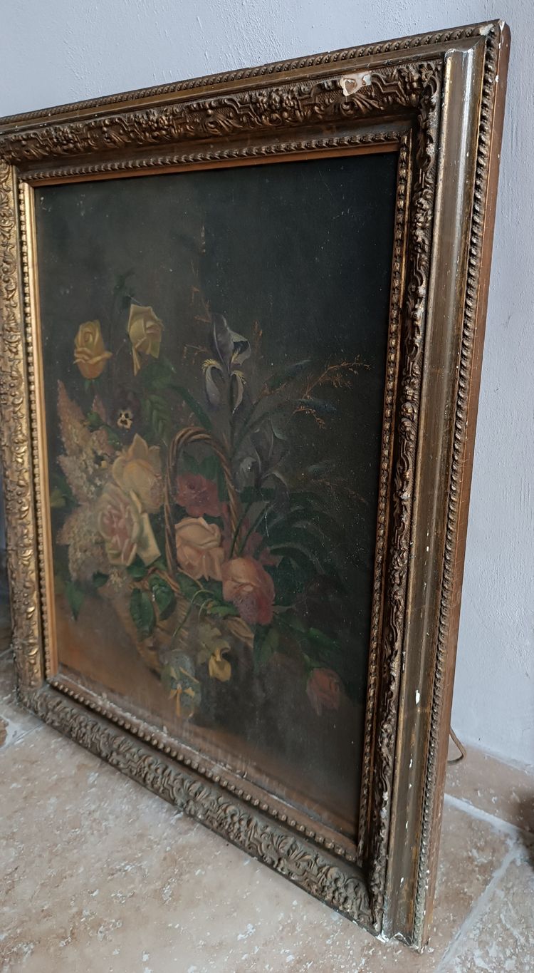 Pair of 19th century oil paintings Still life with flowers