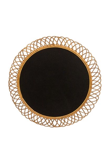 Pair of round rattan mirrors with interlacing. 1980s. LS6358B551M