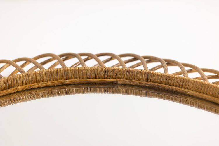 Pair of round rattan mirrors with interlacing. 1980s. LS6358B551M