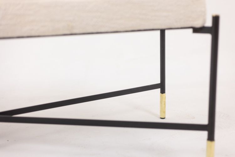 Pair of white benches, in lacquered and gold metal. 2000s. LS6364756M