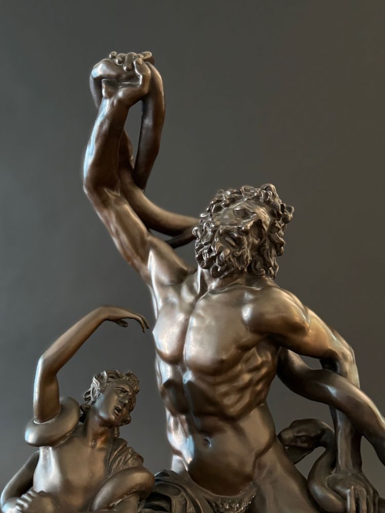 The Laocoon, large bronze group signed Barbedienne, 19th century.