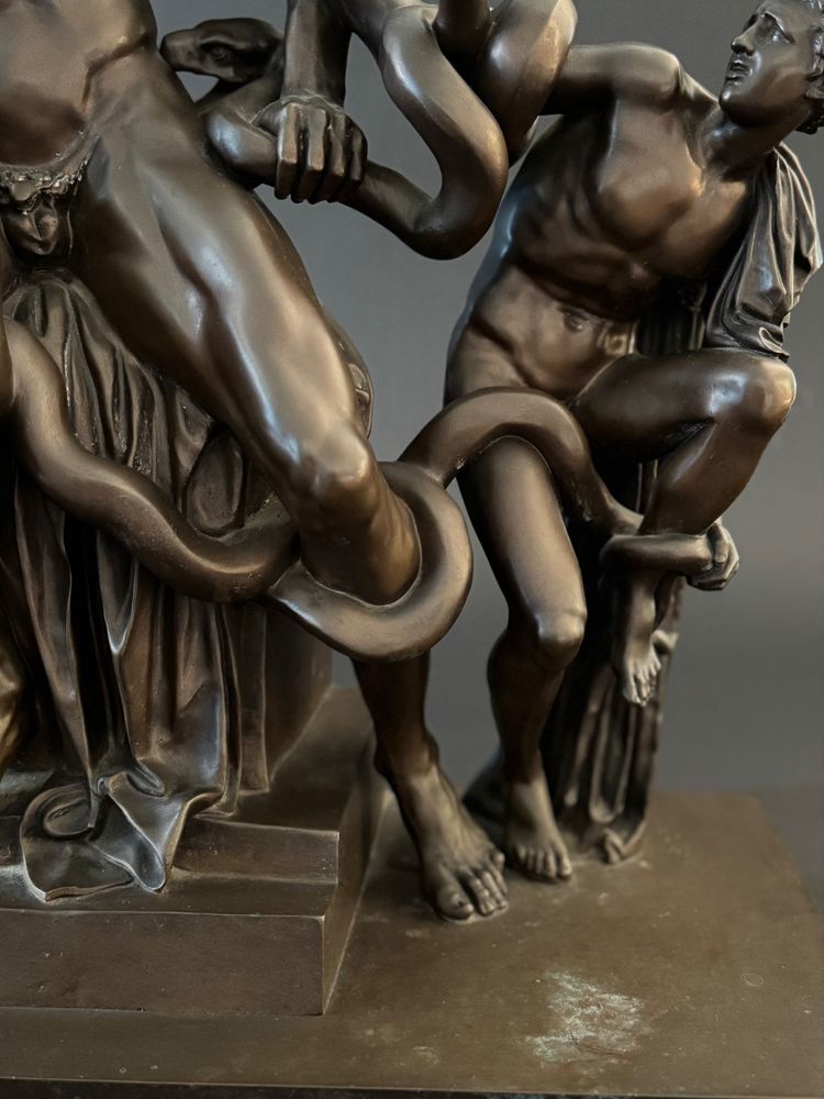 The Laocoon, large bronze group signed Barbedienne, 19th century.