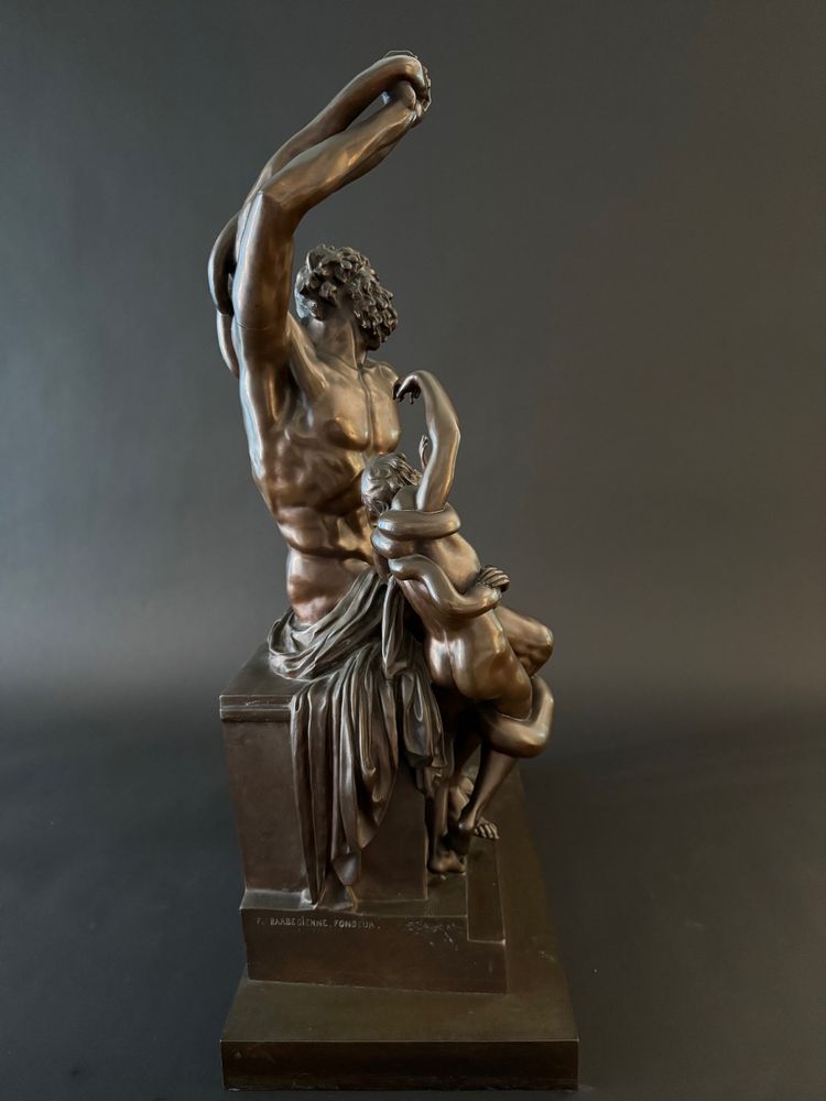The Laocoon, large bronze group signed Barbedienne, 19th century.