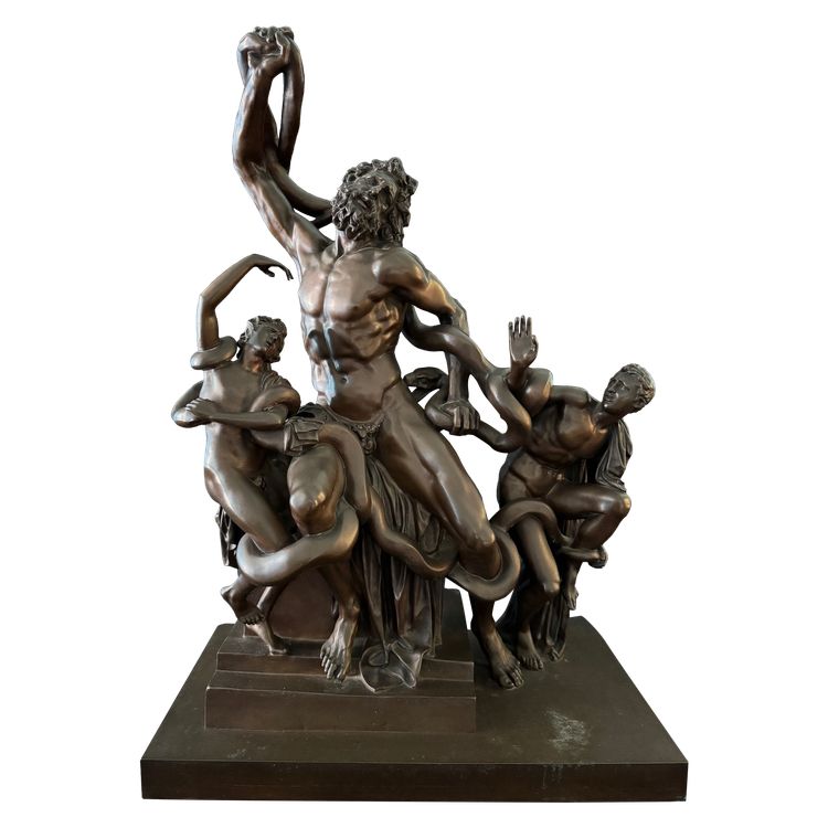 The Laocoon, large bronze group signed Barbedienne, 19th century.