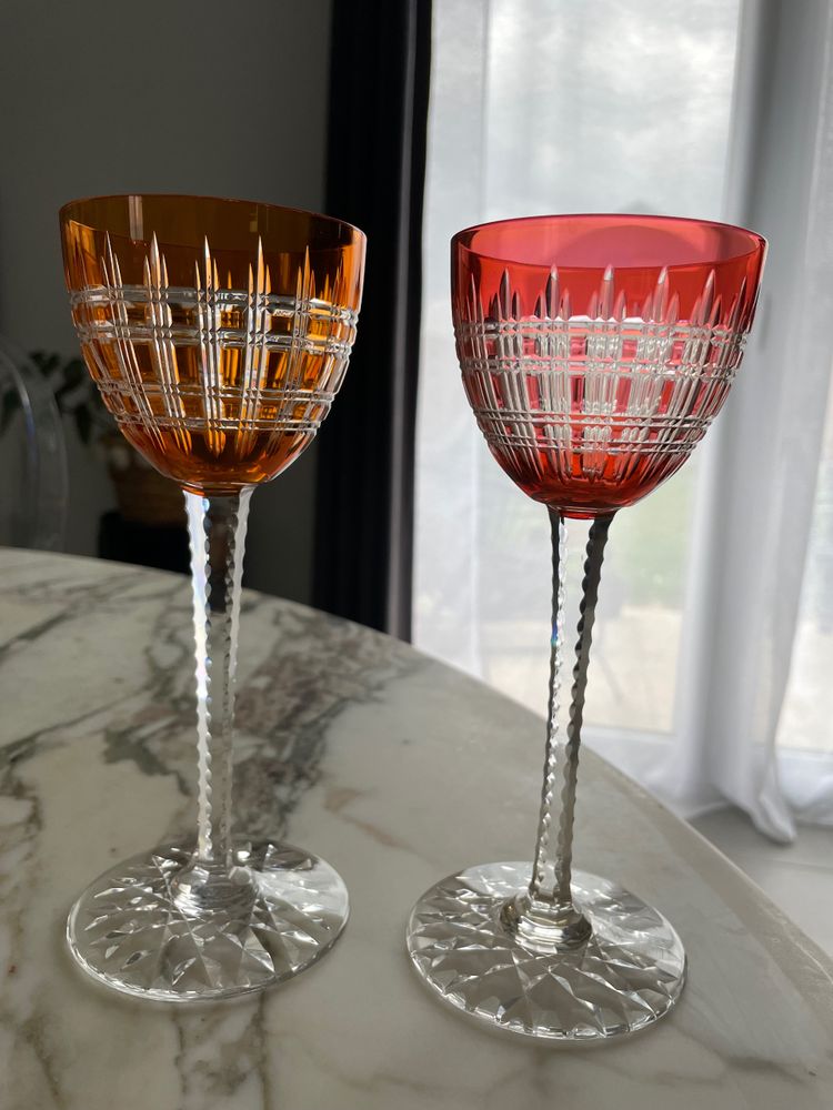 Baccarat - Modèle Cavour 6 Verres à Vin Du Rhin Roemer En Cristal H: 18,5 cm