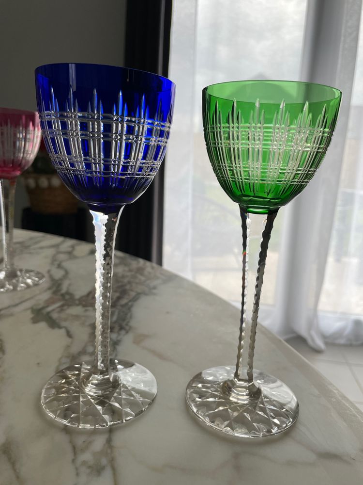 Baccarat - Modèle Cavour 6 Verres à Vin Du Rhin Roemer En Cristal H: 18,5 cm