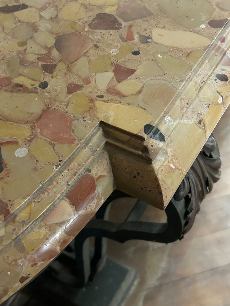 Consolle in ferro battuto stile Luigi XV molto grande, fine XIX secolo, L 260 cm 