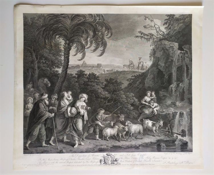 Der Auszug Abrahams und Lots aus Ägypten, biblische Szene nach Zuccarelli, 18. Jahrhundert, Gravur 