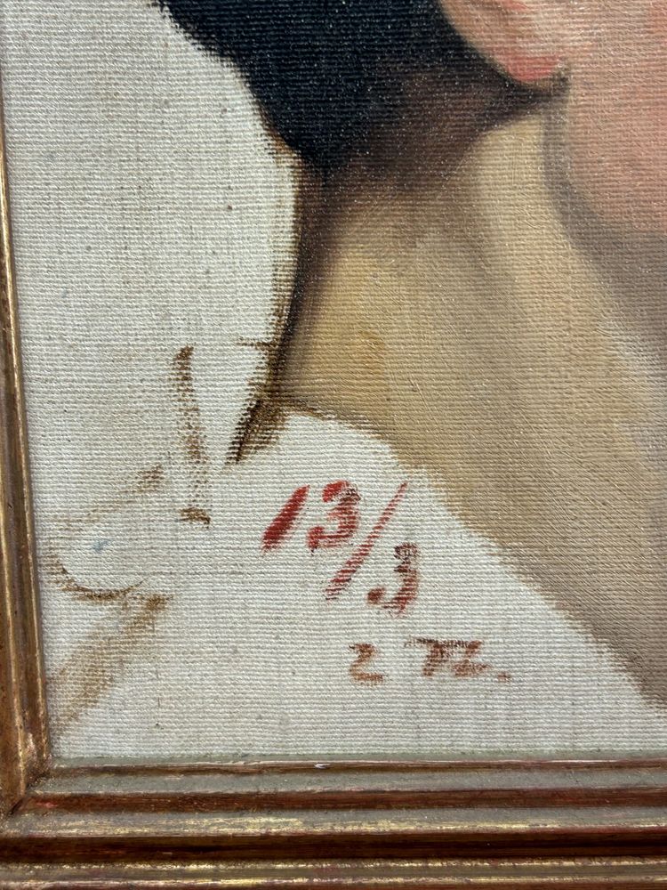 Portrait of a Woman in Profile Oil on Canvas Mounted on Wood Panel dated 1913