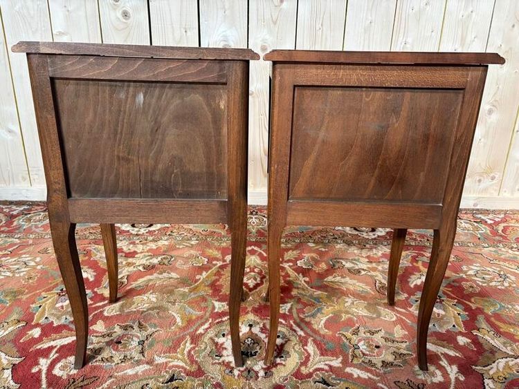 Pair of Louis XV style bedside tables in beech
