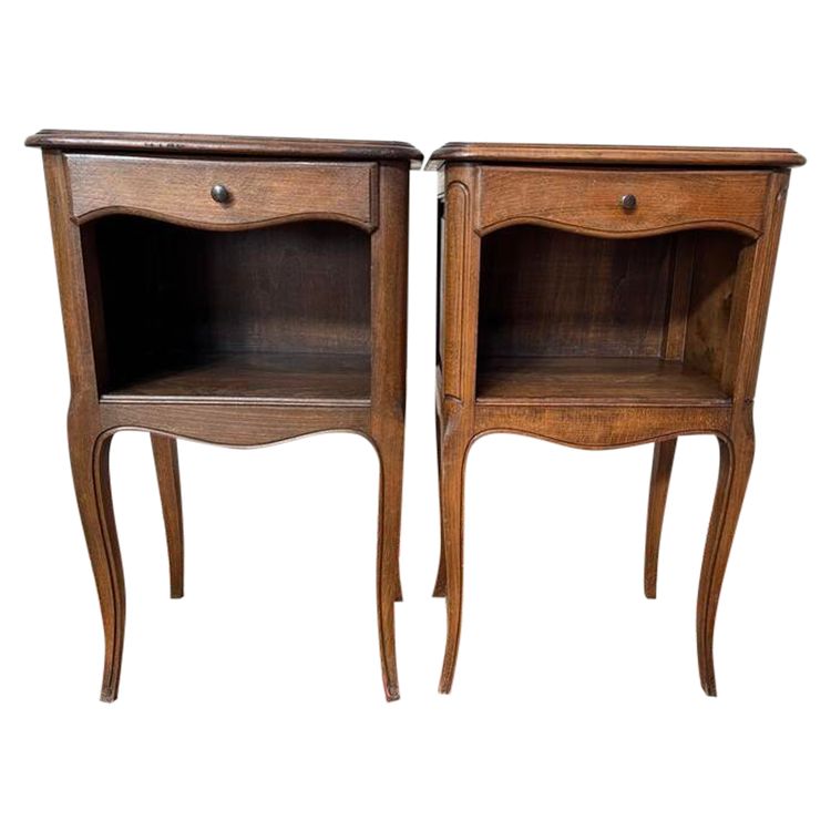 Pair of Louis XV style bedside tables in beech