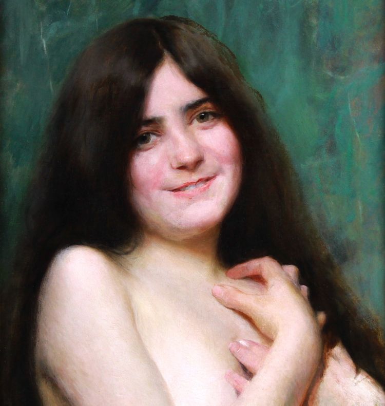 « Nu féminin » peinture à l'huile sur toile par Otto Scholderer (1834-1902) vers 1890