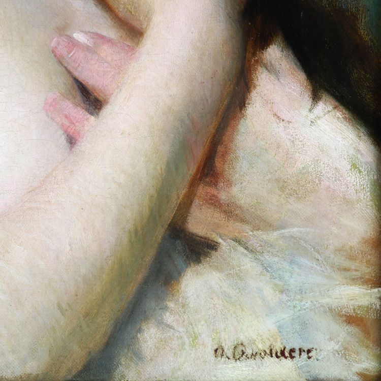 « Nu féminin » peinture à l'huile sur toile par Otto Scholderer (1834-1902) vers 1890