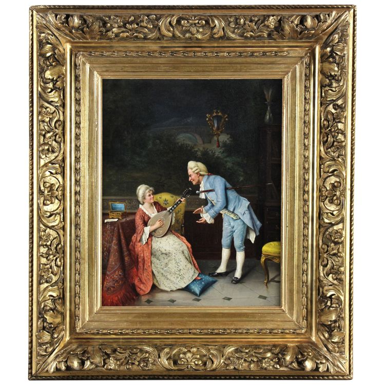 Une agréable sérénade Peinture à l'huile italienne sur toile par Alessandro Sani XIXe siècle vers 1890
