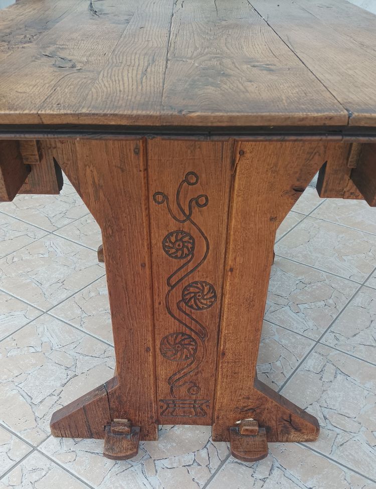Set of table and 4 mountain chairs in solid oak