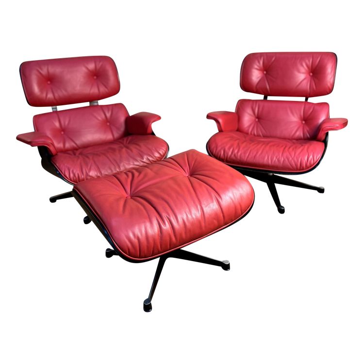 Charles & Ray EAMES two Lounge Chairs and an Ottoman Vitra Edition