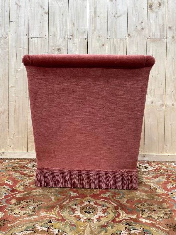 Sedia in stile copud in velluto rosa imbottito