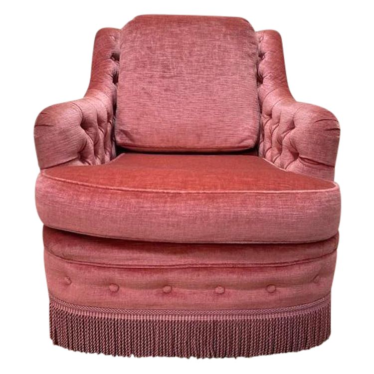 Sedia in stile copud in velluto rosa imbottito
