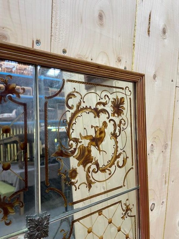 Specchio di Bistrot o Brewery Venetian Art Nouveau in vetro eglomizzato
