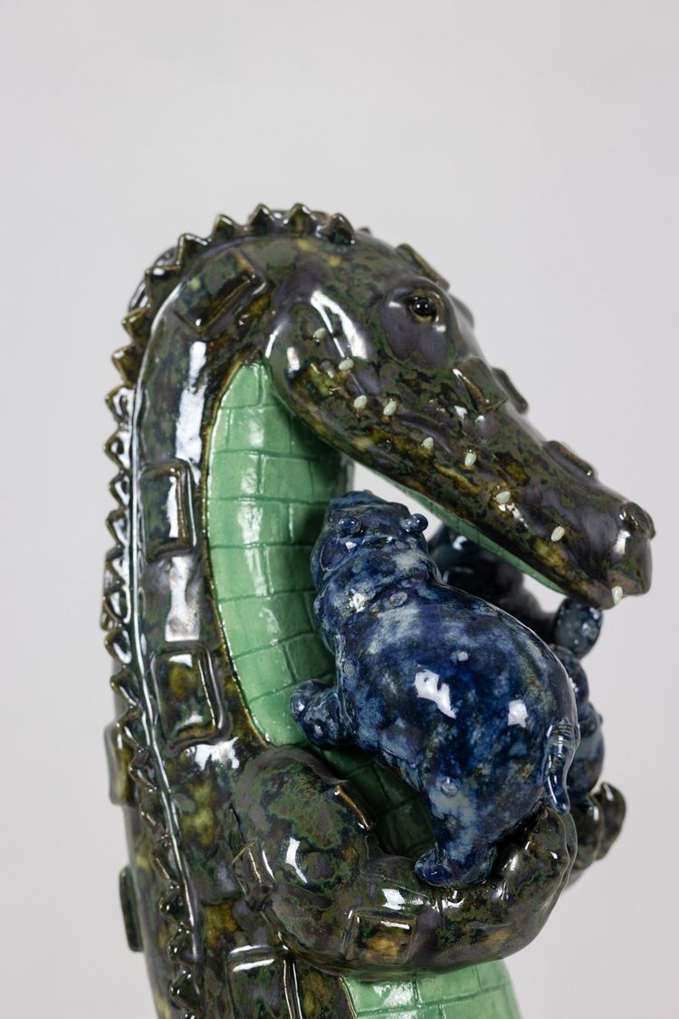 Valérie Courtet. Crocodile carrying hippopotamuses. Contemporary. LS64161809P