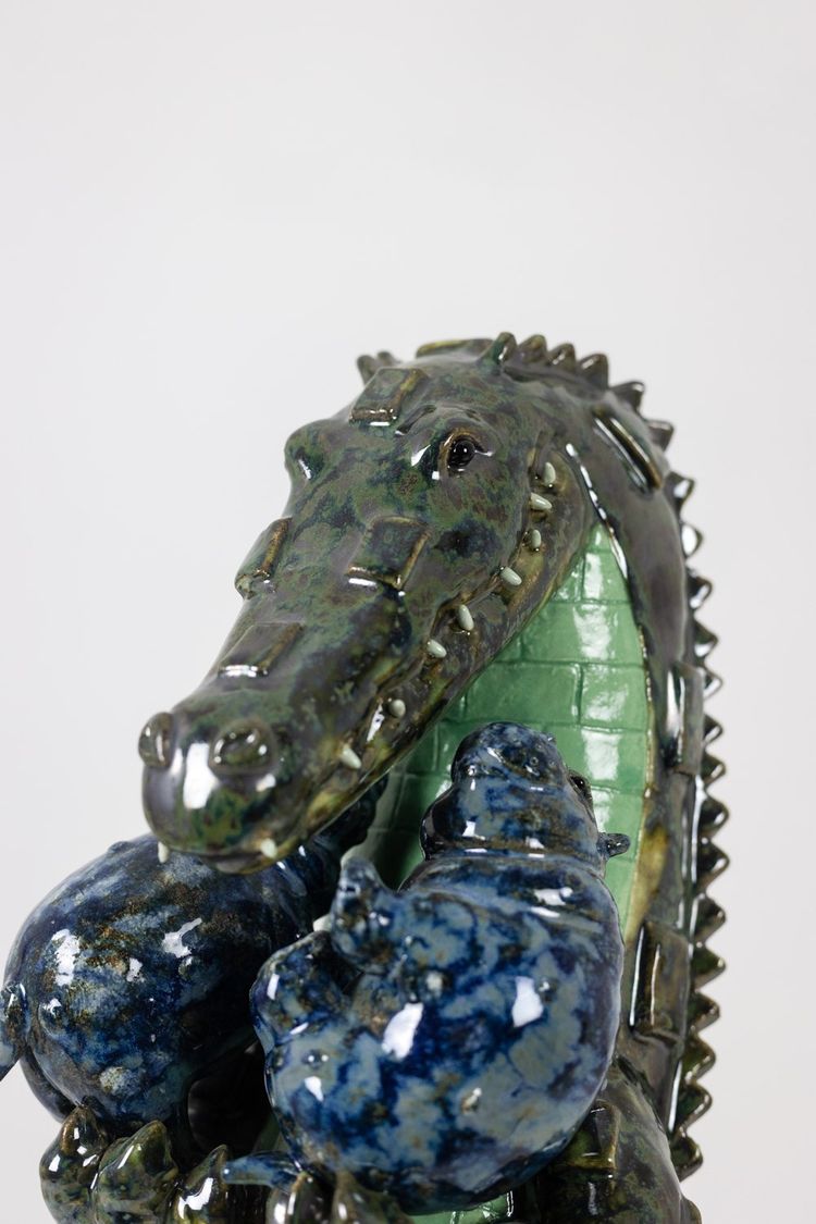 Valérie Courtet. Crocodile carrying hippopotamuses. Contemporary. LS64161809P