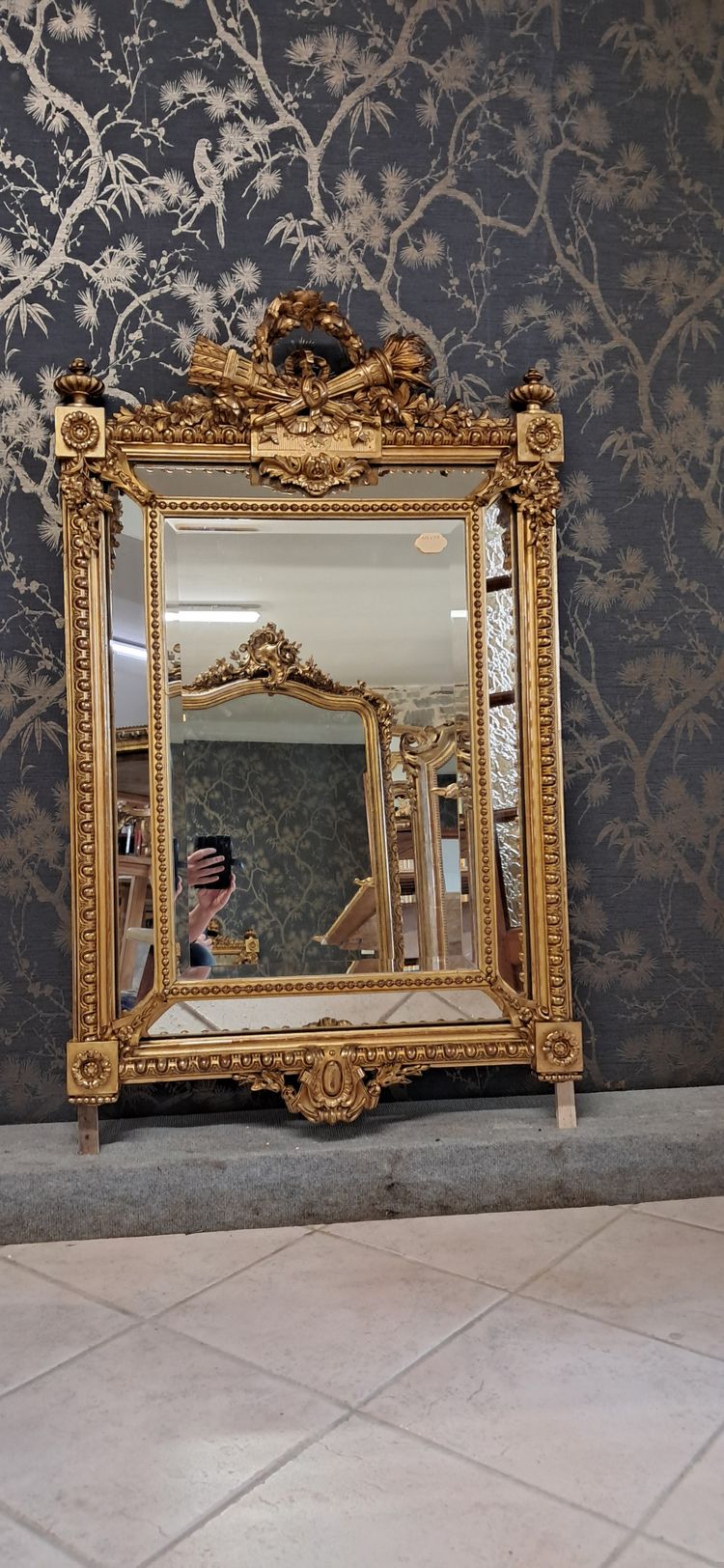 Napoleon III period mirror with glazing beads 126x78