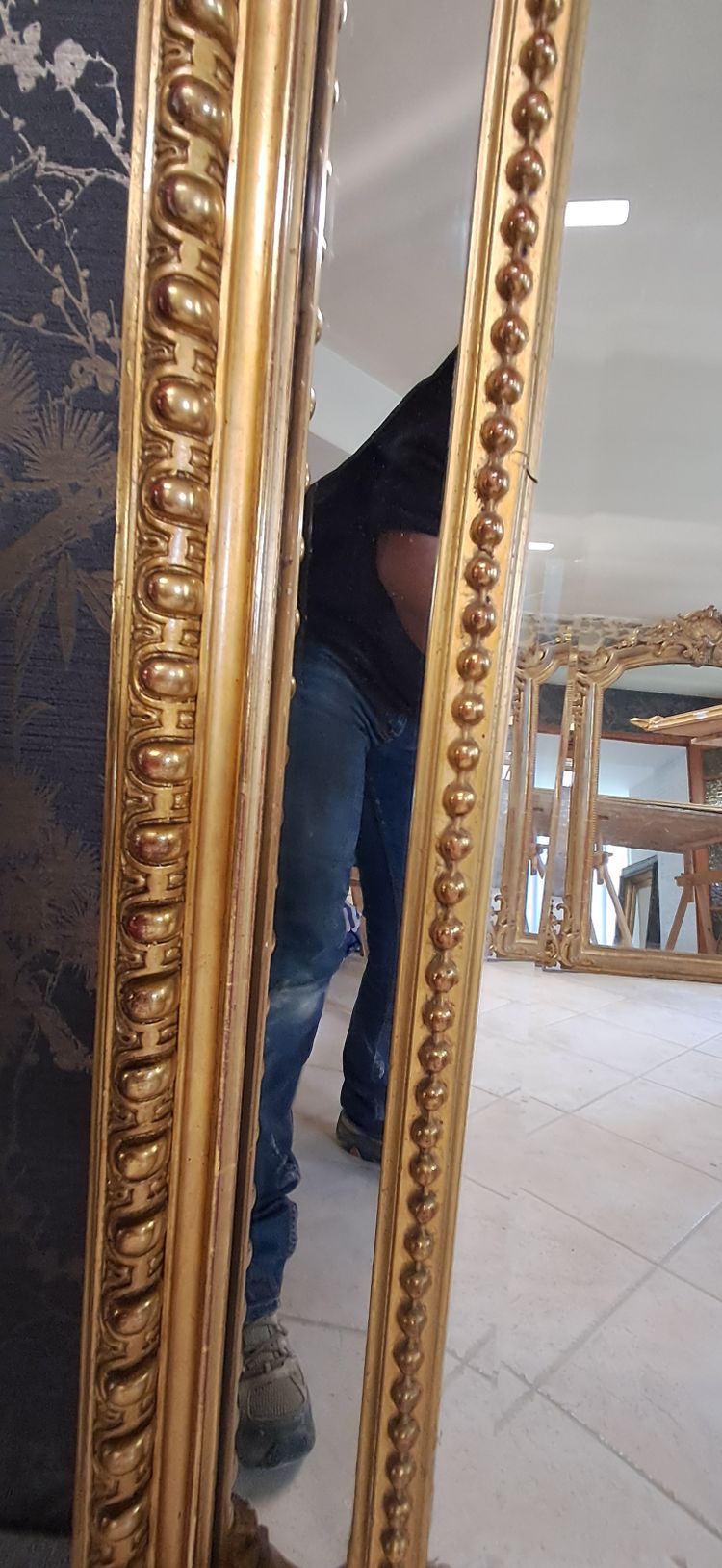 Napoleon III period mirror with glazing beads 126x78