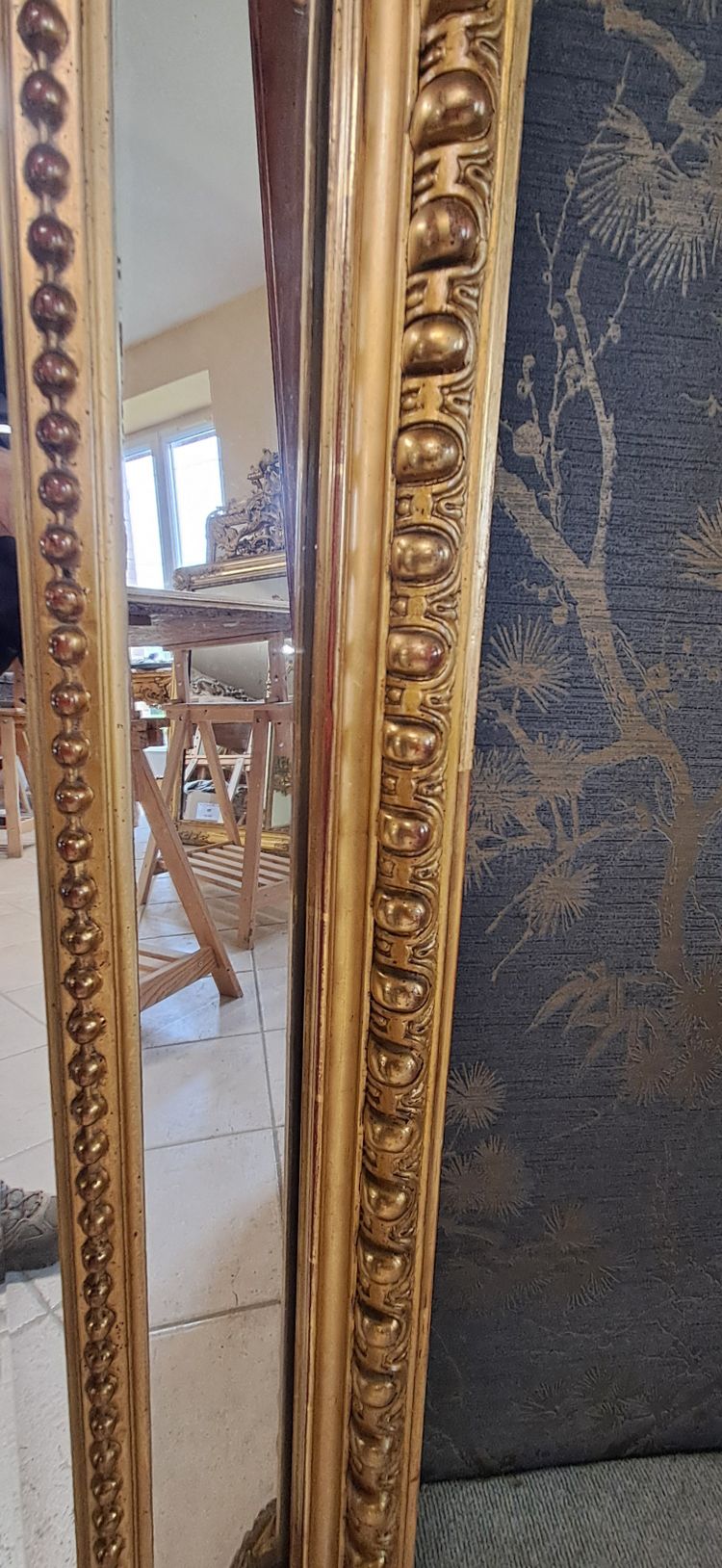 Napoleon III period mirror with glazing beads 126x78