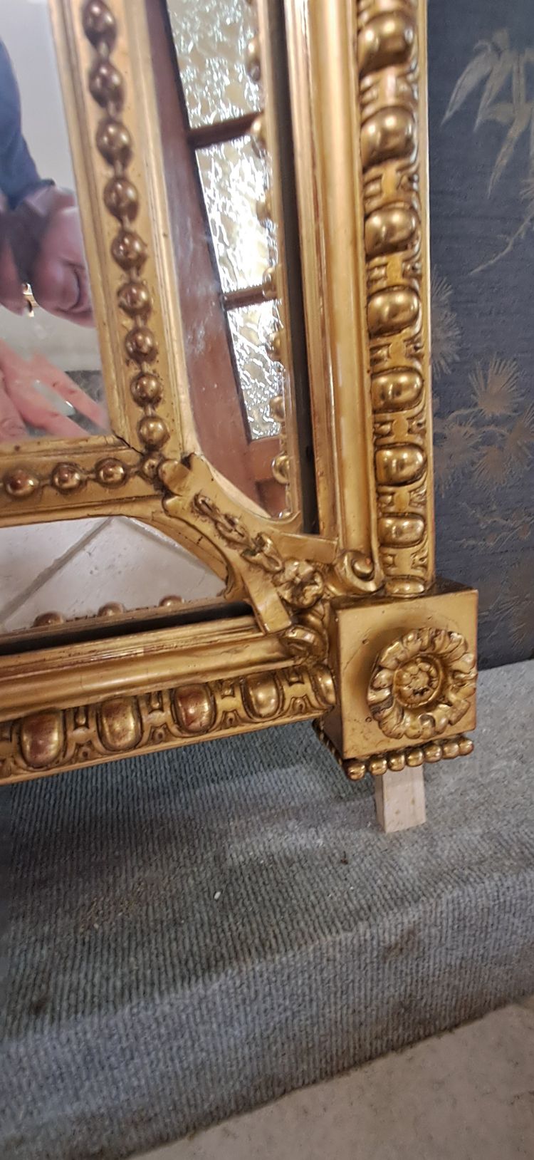 Napoleon III period mirror with glazing beads 126x78