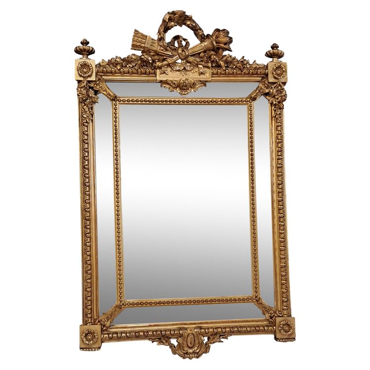Napoleon III period mirror with glazing beads 126x78