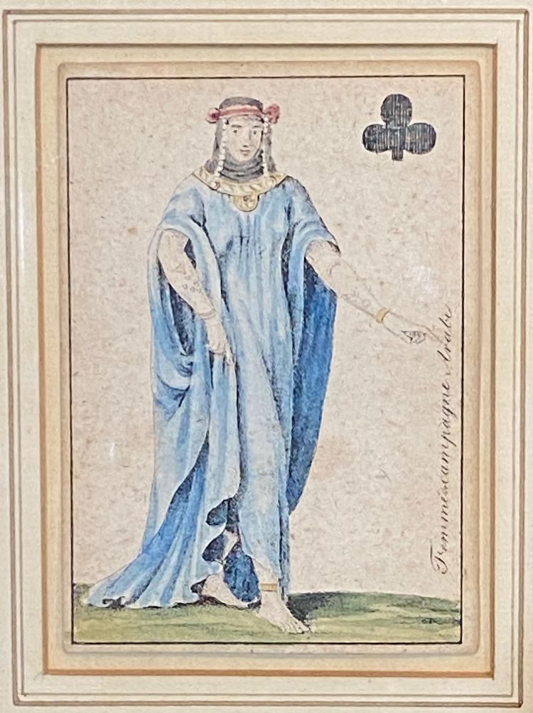 Playing cards - Queen and King of Clubs and the 6 of Spades - Empire period