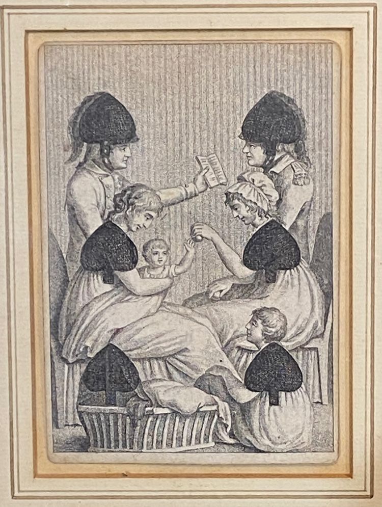 Playing cards - Queen and King of Clubs and the 6 of Spades - Empire period