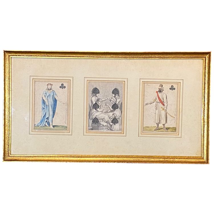 Playing cards - Queen and King of Clubs and the 6 of Spades - Empire period