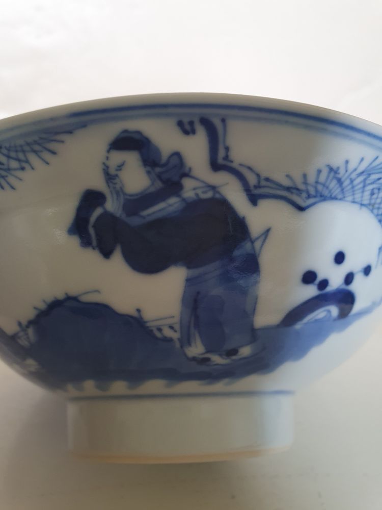 Late Qing blue and white porcelain bowl with immortals; 19th c China