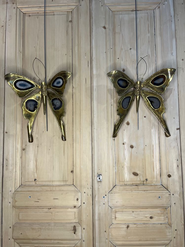Henri FERNANDEZ Pair of Papillon sconces