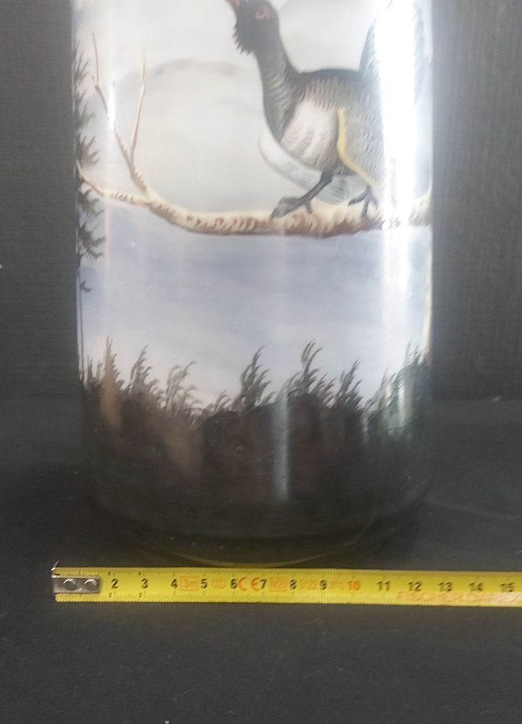Vase aus Opalglas mit Heidehahndekor 