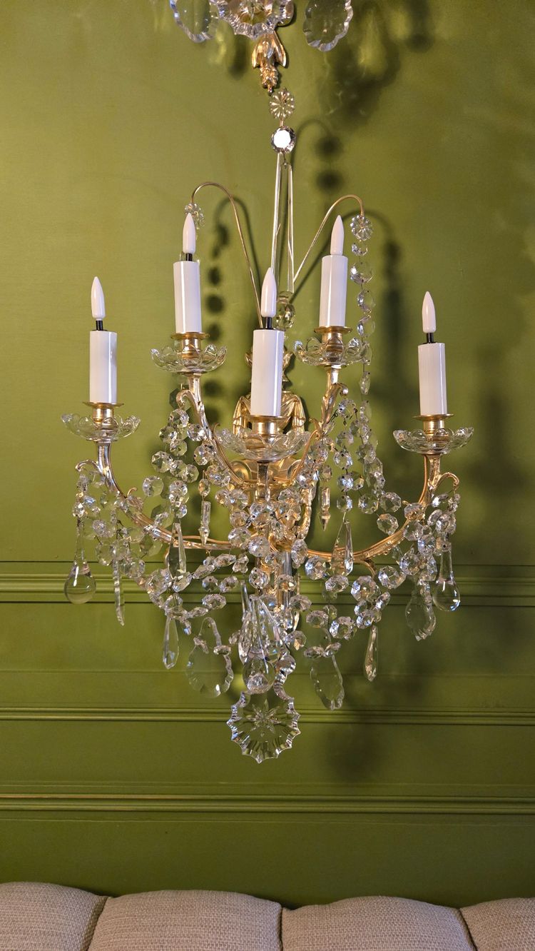 Set of 4 Bronze and Crystal Wall Lights – 19th Century