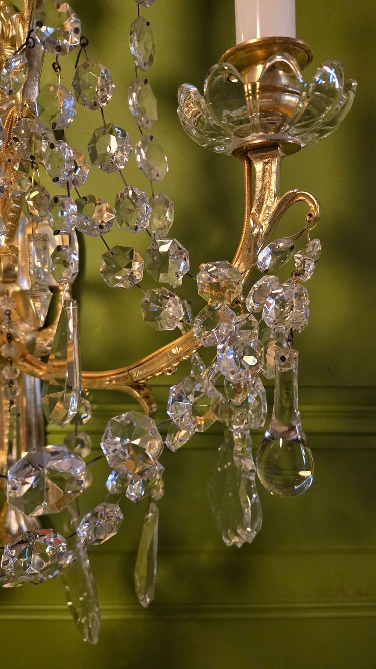 Set of 4 Bronze and Crystal Wall Lights – 19th Century