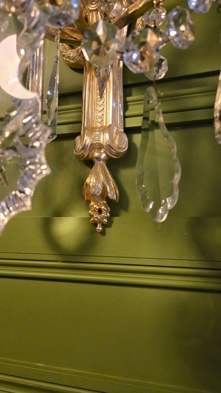 Set of 4 Bronze and Crystal Wall Lights – 19th Century