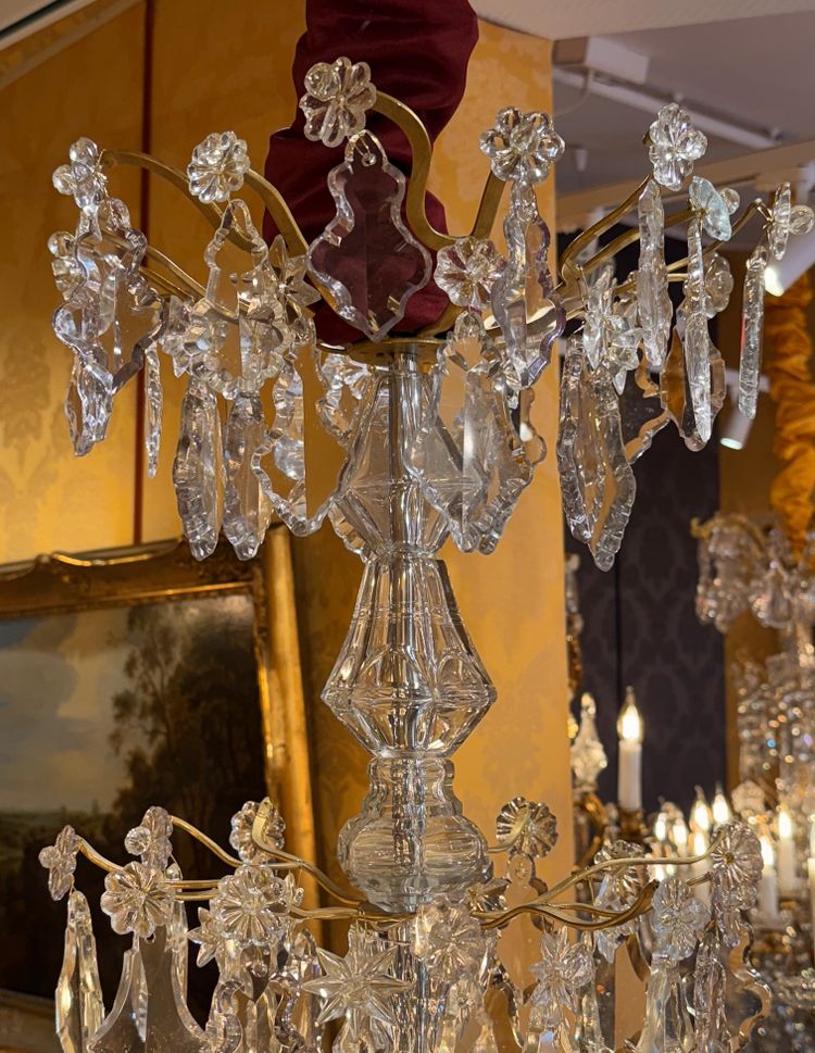 French 18th Century Stem-Shaped Gilt Bronze and Cut Crystal Chandelier Circa 1760-1770