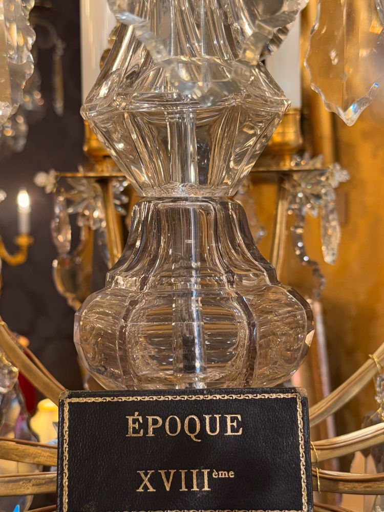 French 18th Century Stem-Shaped Gilt Bronze and Cut Crystal Chandelier Circa 1760-1770