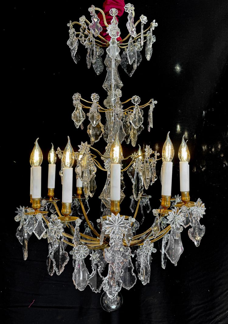 French 18th Century Stem-Shaped Gilt Bronze and Cut Crystal Chandelier Circa 1760-1770