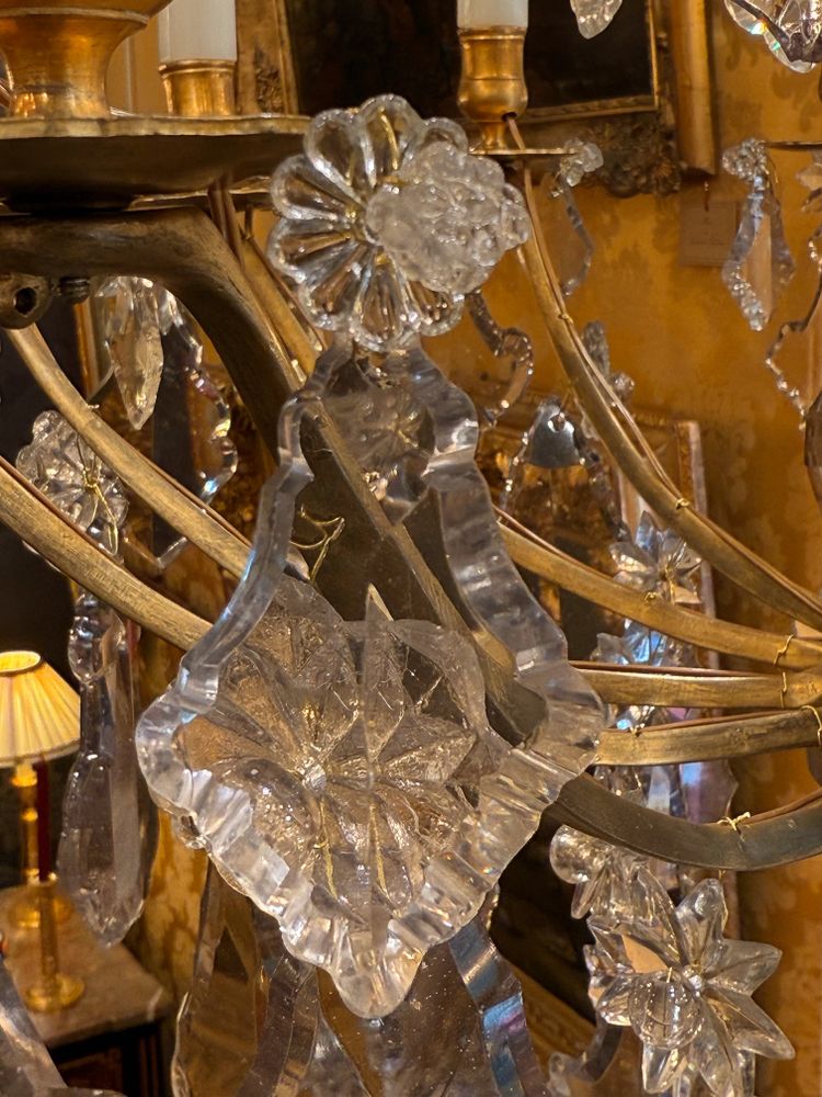 French 18th Century Stem-Shaped Gilt Bronze and Cut Crystal Chandelier Circa 1760-1770